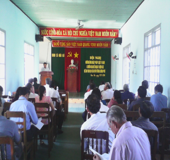(Ông Huỳnh Có -  Chủ tịch UBND xã, phát biểu hưởng ứng Ngày pháp luật Việt Nam)