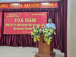 Ông Lê Thanh Bình, Phó Cục trưởng Cục Quản lý XLVPHC&TDTHPL, Bộ Tư pháp phát biểu tại buổi Tọa đàm
