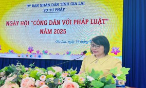 Phó Giám đốc Sở Tư pháp Nguyễn Như Ý phát biểu khai mạc Ngày hội