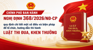 MỘT SỐ ĐIỂM MỚI VỀ XÉT TẶNG DANH HIỆU THI ĐUA, HÌNH THỨC KHEN THƯỞNG THEO NGHỊ ĐỊNH SỐ 368/2026/NĐ-CP