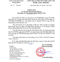 Thông báo Về việc thay đổi nội dung đăng ký hoạt động của tổ chức hành nghề Luật sư