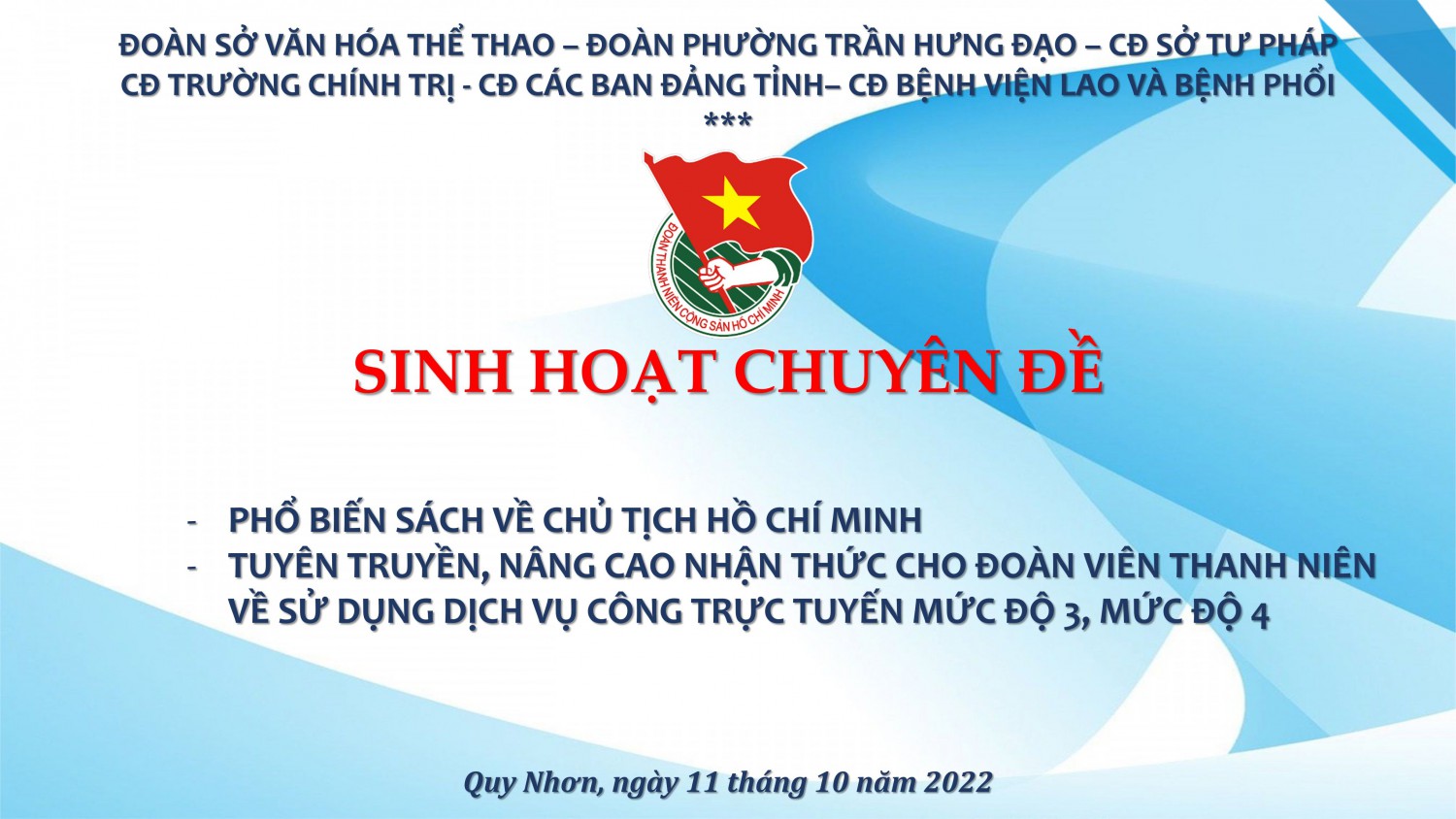 Chi đoàn Sở Tư pháp phối hợp tổ chức sinh hoạt chuyên đề tháng 10 năm 2022
