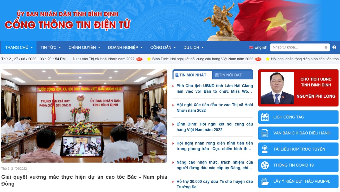 Cổng thông tin điện tử tỉnh Bình Định
