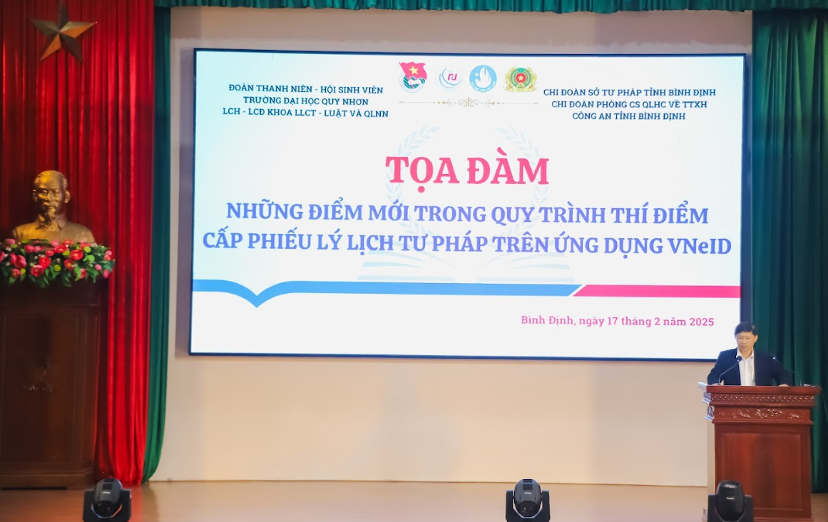 Sở Tư pháp tổ chức Tọa đàm tuyên truyền thí điểm cấp phiếu lý lịch tư pháp trên ứng dụng định danh xác thực điện tử VNeID tại Đại học Quy Nhơn