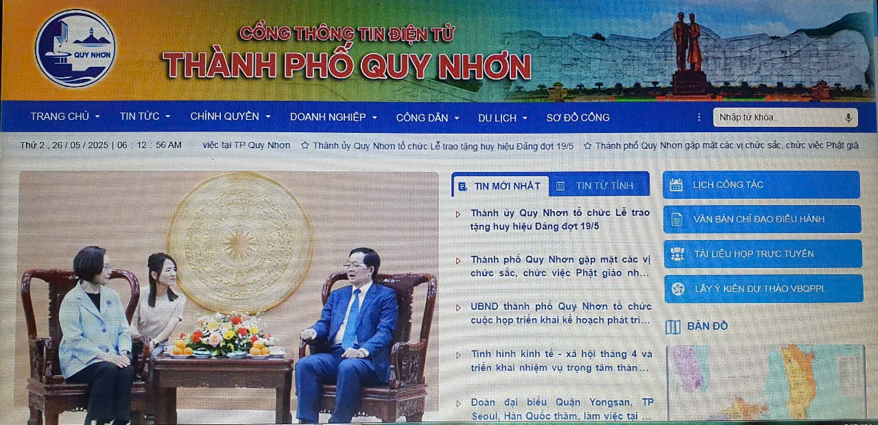 Ảnh minh họa (Giao diện Cổng thông tin điện tử của Thành phố Quy Nhơn)